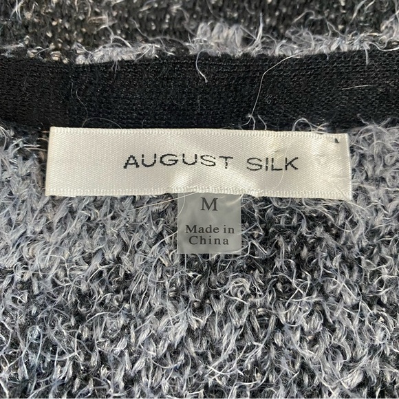 AUGUST SILK Women's Medium light gray animal print fuzzy long length cardigan - Picture 10 of 10